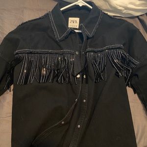 Zara Jeweled Fringe Jacket